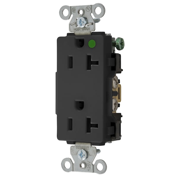 Duplex Straight Blade Receptacle, 5-20R, 20 A, 125V AC, 2 Pole, 3 Wire, Flush Mount, Grounded